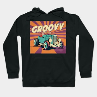 groovy  cartoon hot rod car Hoodie